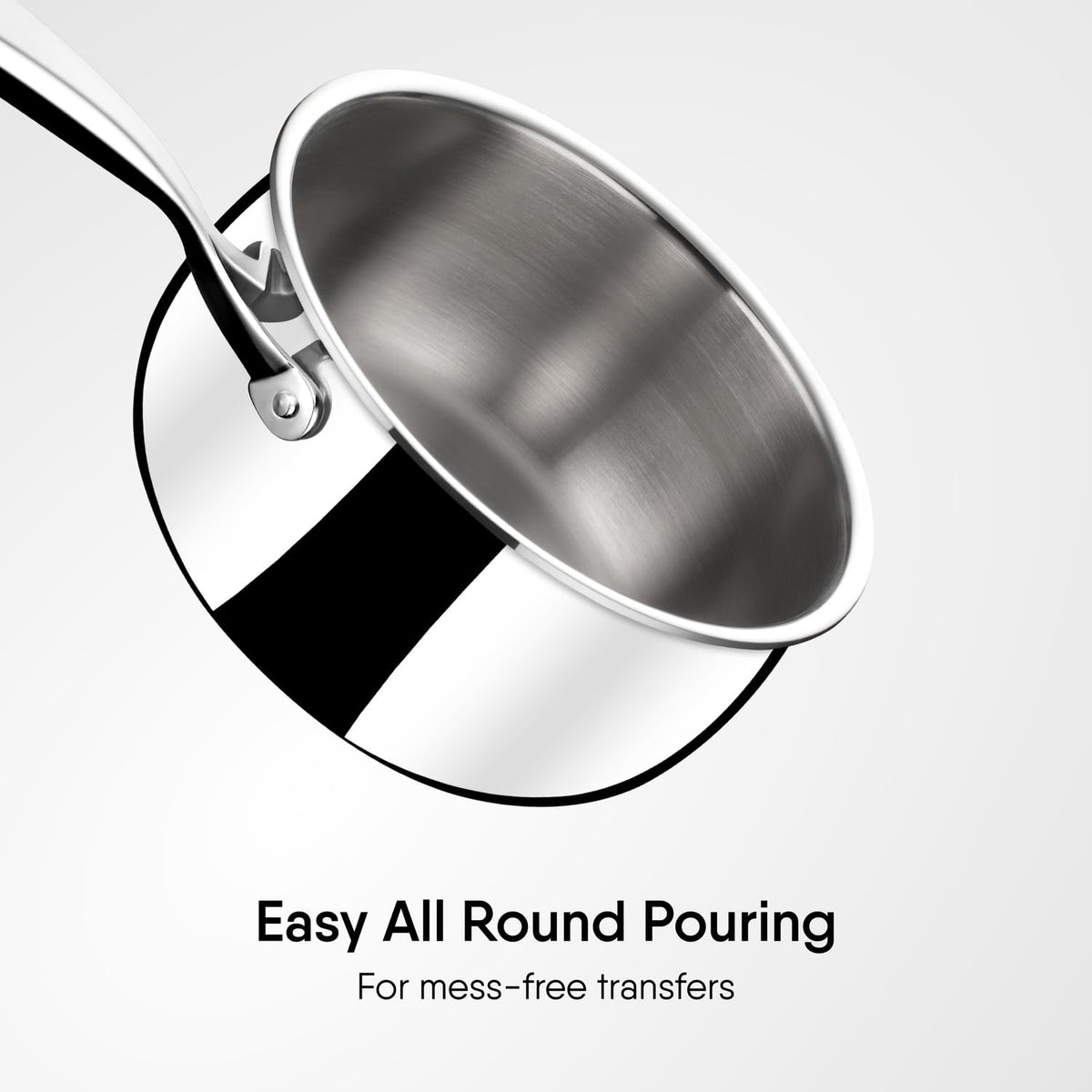Stahl Artisan Triply Stainless Steel Belly Saucepan with Lid – 1.6L