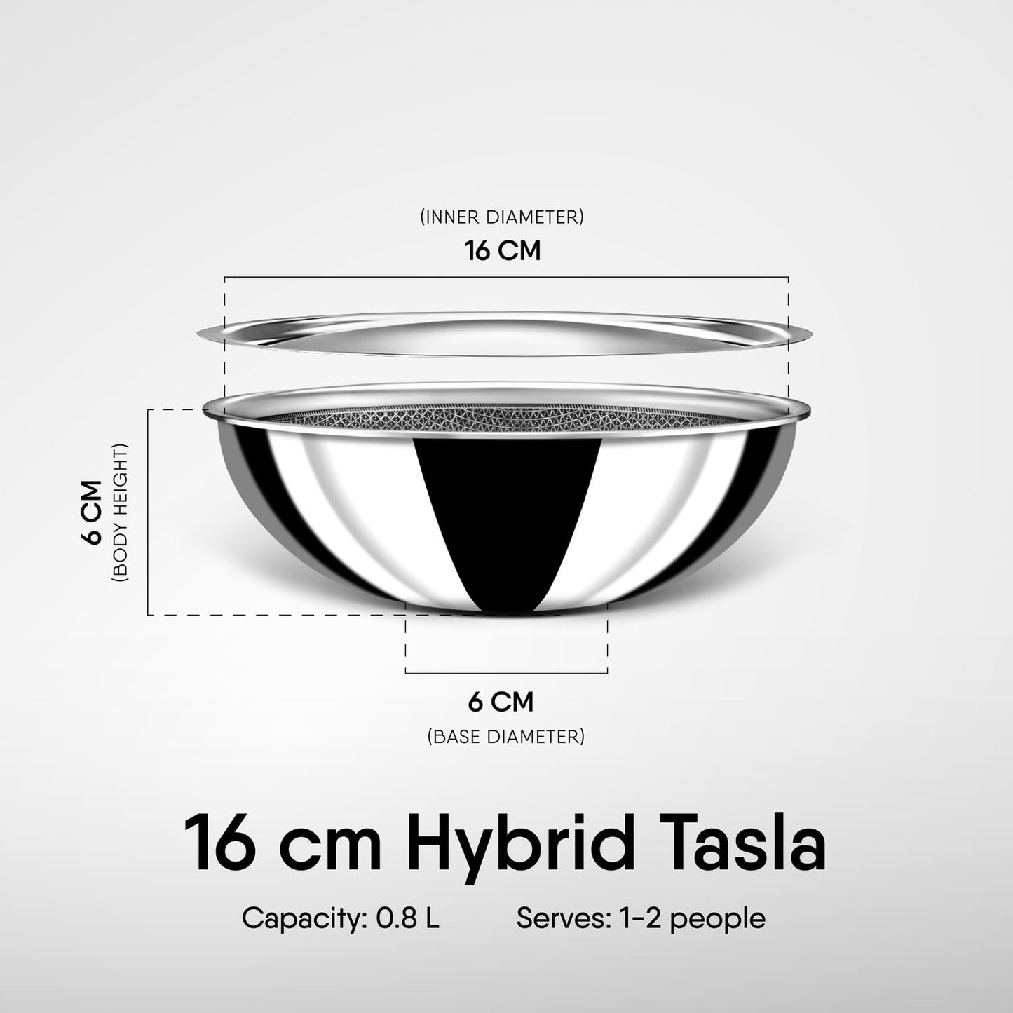 Stahl Triply Stainless Steel Non-Stick Tasla with Lid – 0.8L