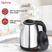 Lifelong LLEK60 Rapid 1.5L Electric Kettle, Silver & Black (1500W)