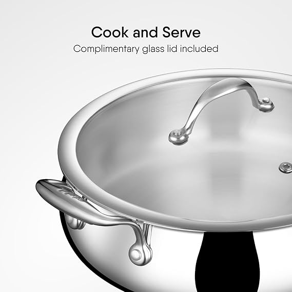 Stahl Artisan Triply Stainless Steel Biryani Handi with Dual Lid – 5.5L