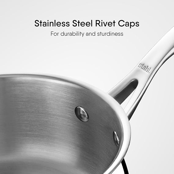 Stahl Artisan Triply Stainless Steel Belly Saucepan with Lid – 1.6L