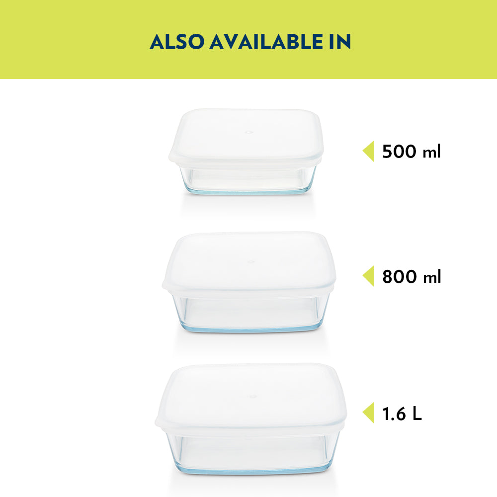 Borosil Square Dish with Plastic Lid (0.5 L)
