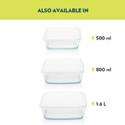 Borosil Square Dish with Plastic Lid (0.8 L)