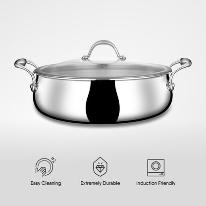 Stahl Artisan Triply Stainless Steel Biryani Handi with Dual Lid – 4L