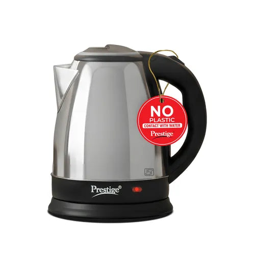 Prestige PKOSS 1.5L Stainless Steel Electric Kettle, Silver & Black (1350W)