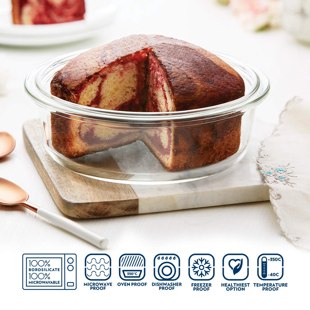 Borosil Round Cake Dish Easy Grip (1.4 L)