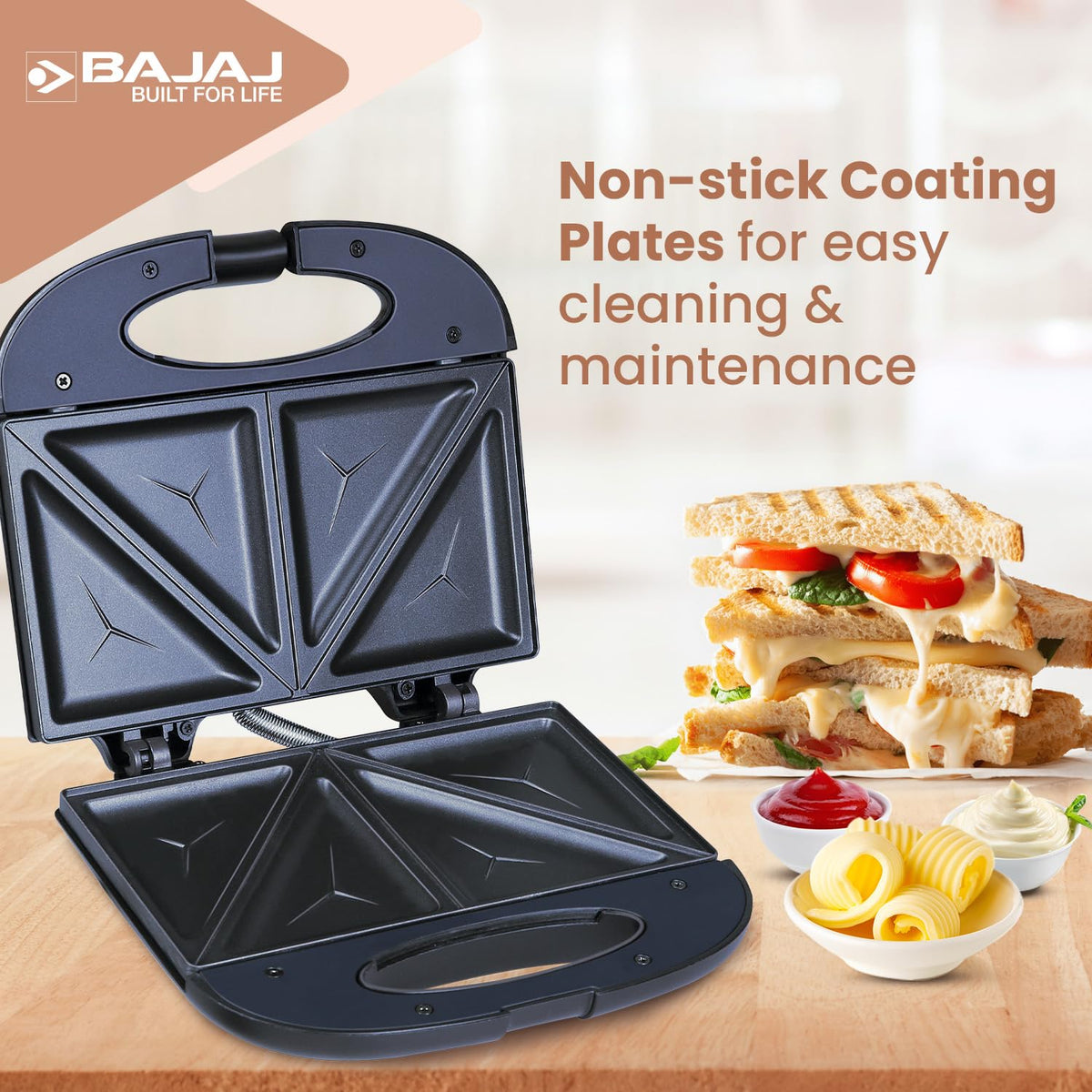 Bajaj SWX3 Deluxe Sandwich Toaster, Black (800W)