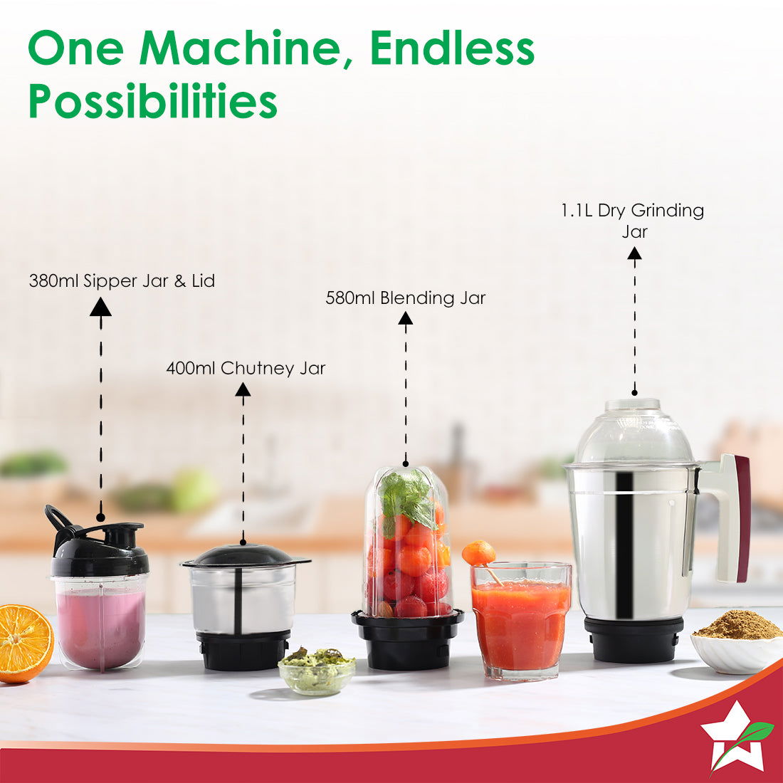 Wonderchef Acura Plus Mixer Grinder (Red) (500W)