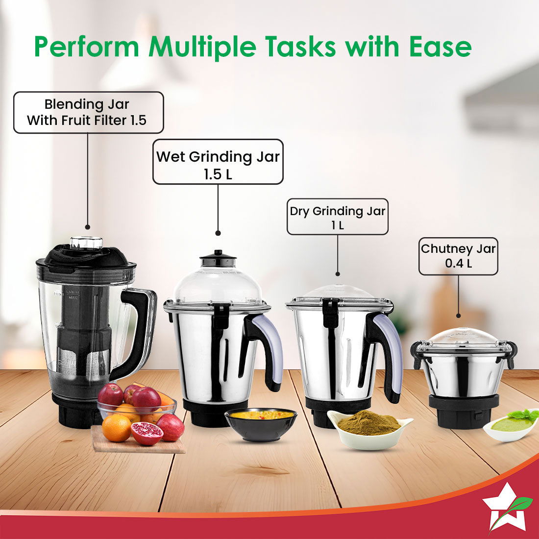 Wonderchef Galaxy Mixer Grinder (1000W)