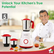 Wonderchef Robo Mixer Grinder (Red & White) (500W)