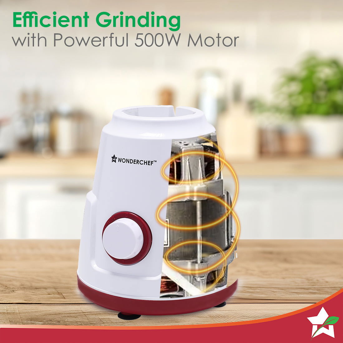 Wonderchef Robo Mixer Grinder (Red & White) (500W)