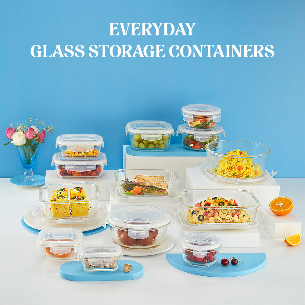 Borosil Klip N Store Square Glass Container (520 ml)