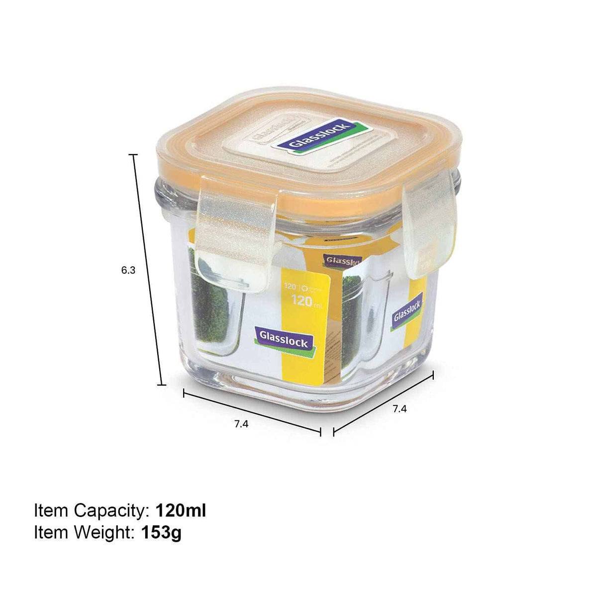 Glasslock Classic Square Glass Container (120 ml)