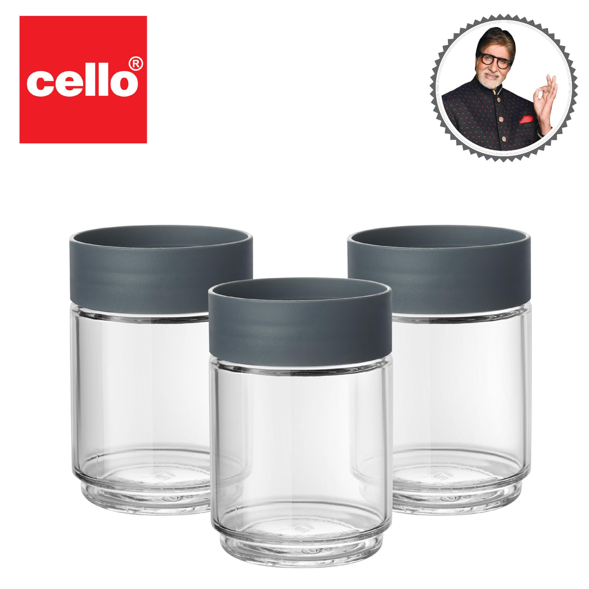 Cello Modustack Grey, Set of 3 (300 ml)
