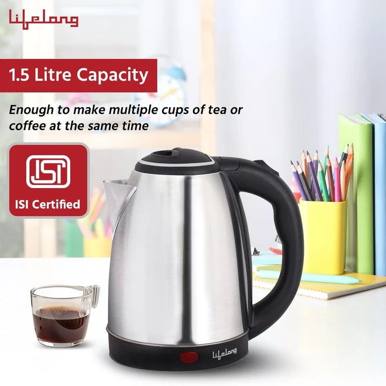 Lifelong LLEK60 Rapid 1.5L Electric Kettle, Silver & Black (1500W)