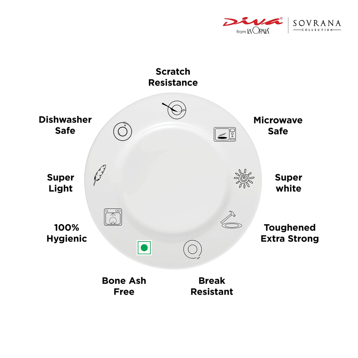 La Opala Diva Sovrana Persian Grey Opalware Dinner Set (35 Pieces)