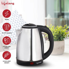 Lifelong LLEK60 Rapid 1.5L Electric Kettle, Silver & Black (1500W)