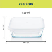 Borosil Square Dish with Plastic Lid (0.5 L)