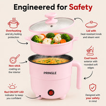 Pringle Fusion Multi-Cook Electric Kettle with Steamer, Pink (1.8L, 600W)