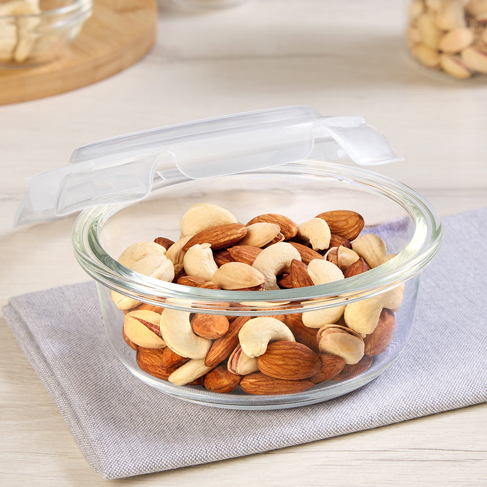 Borosil Klip N Store Round Glass Container (320 ml)
