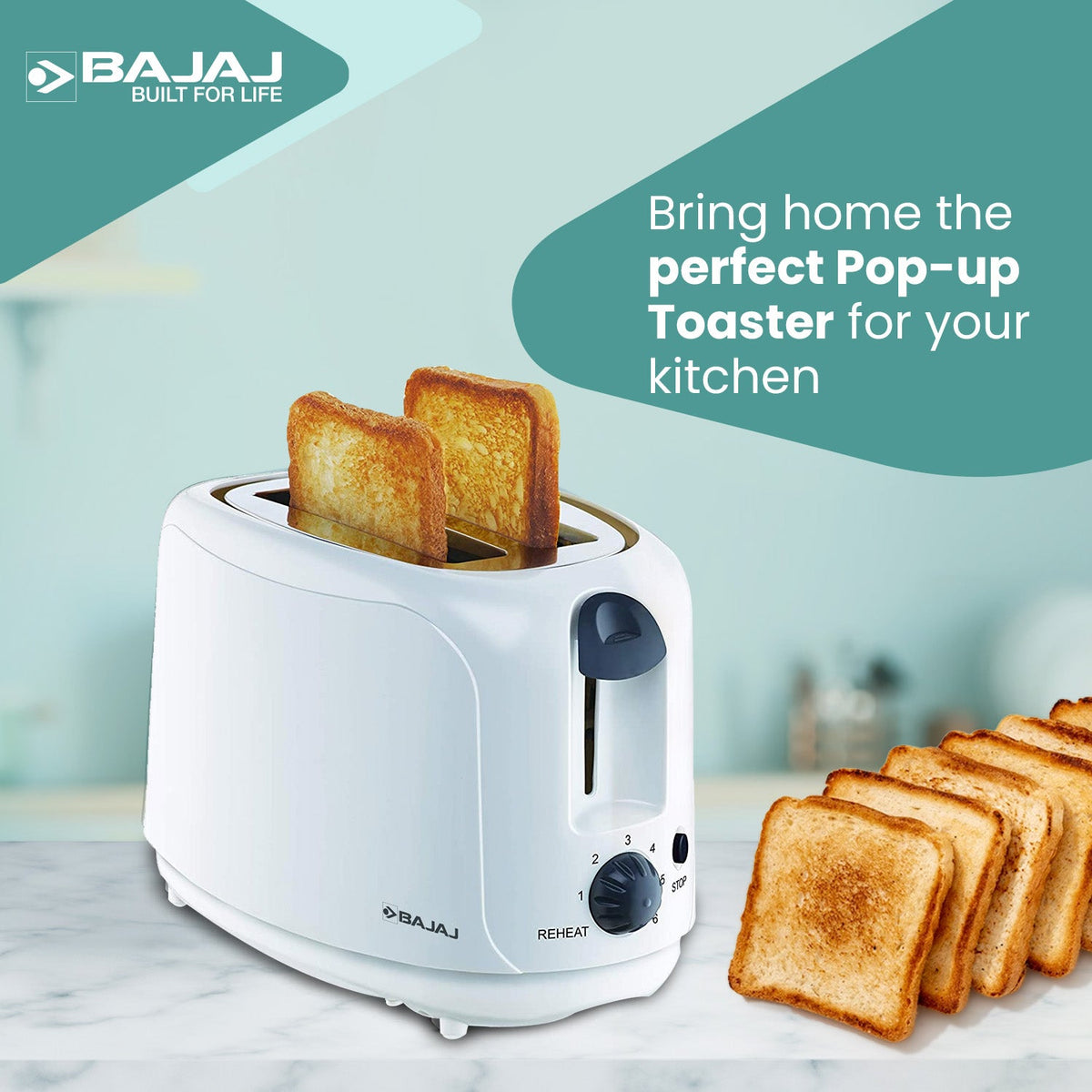 Bajaj ATX4 Pop-up Toaster, White (750W)