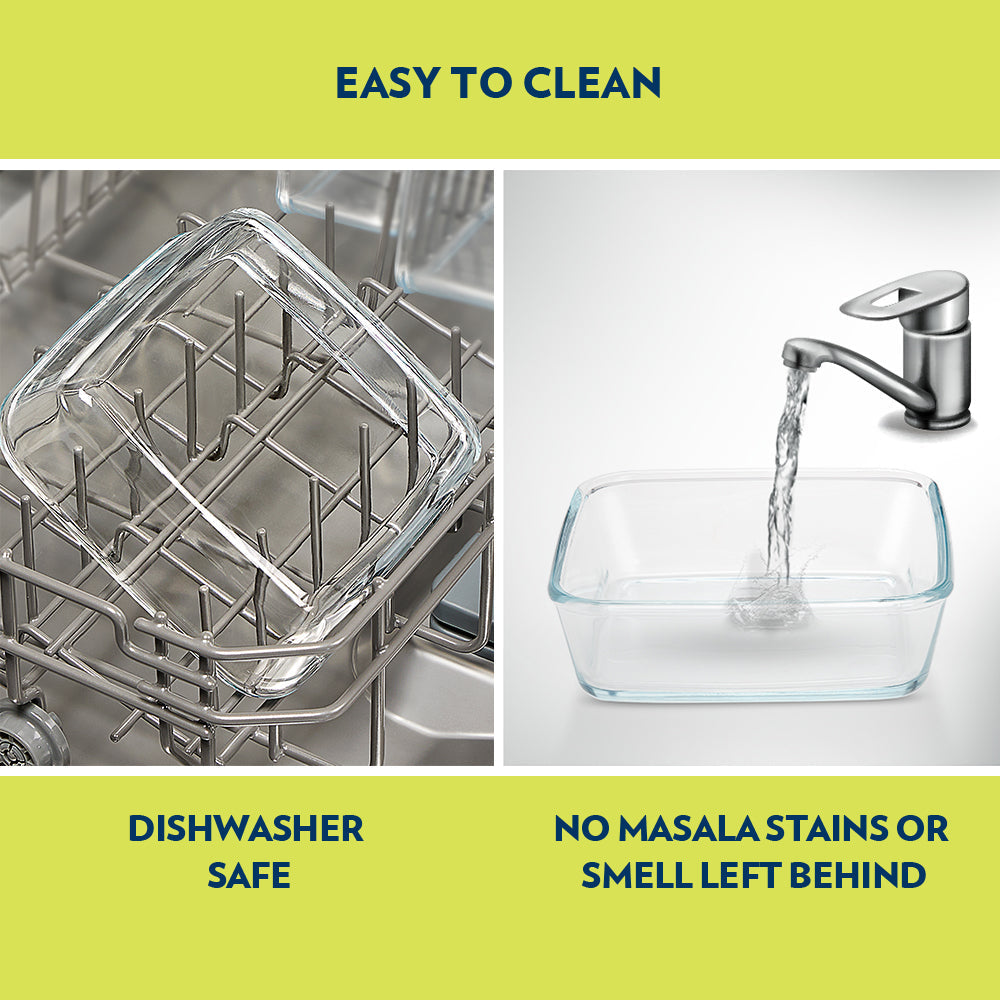 Borosil Square Dish with Plastic Lid (0.8 L)