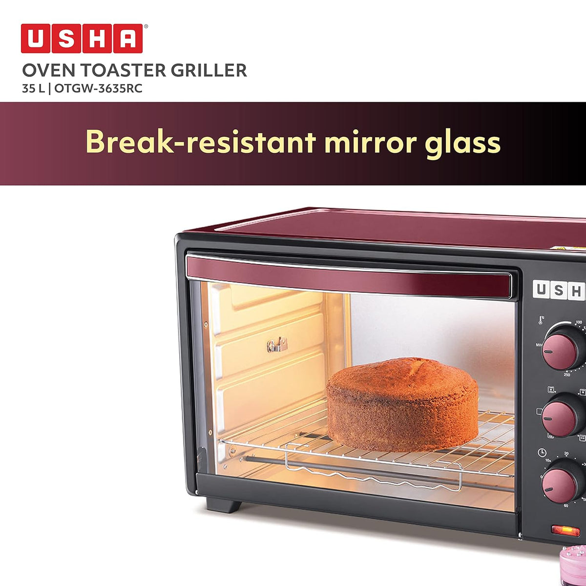 Usha OTGW-3635RC Oven Toaster Griller (35L, 1600W)