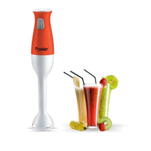Prestige PHB 11.0 250W hand blender red-orange and white body with smoothie glasses