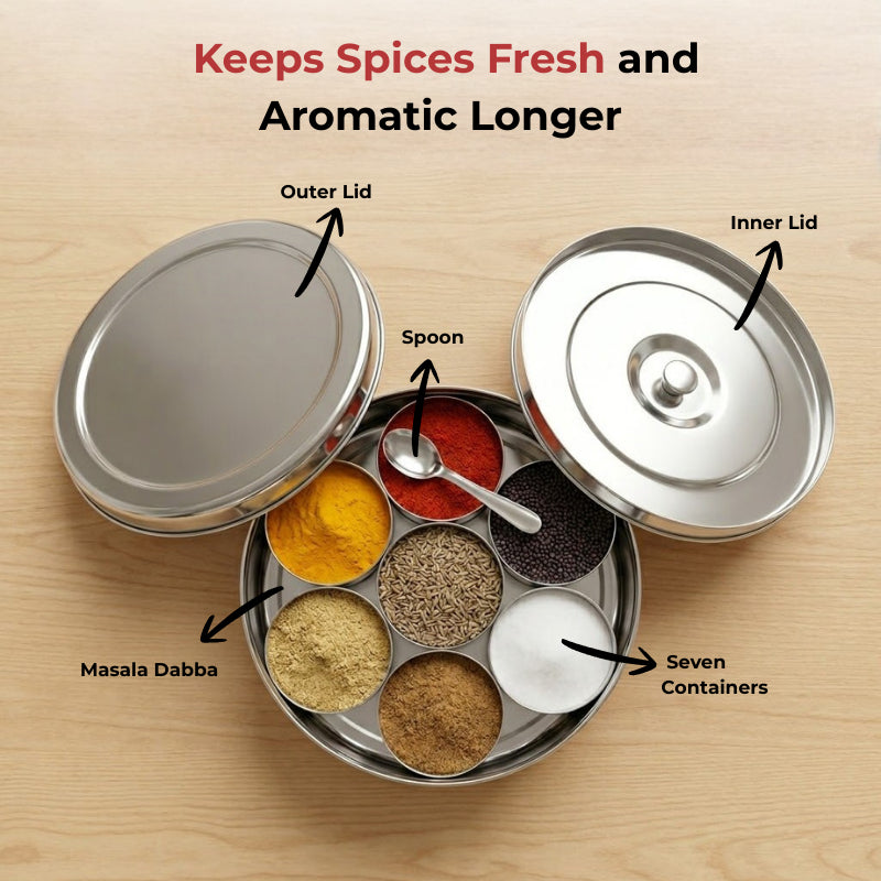 Vinod Stainless Steel Masala Dabba No. 10 (6.5 Inch)
