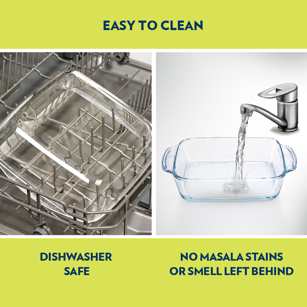 Borosil Square Dish with Handle without Lid (800 ml)