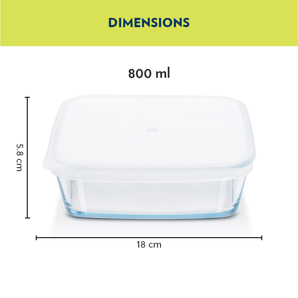 Borosil Square Baking Dish with Lid (800 ml)