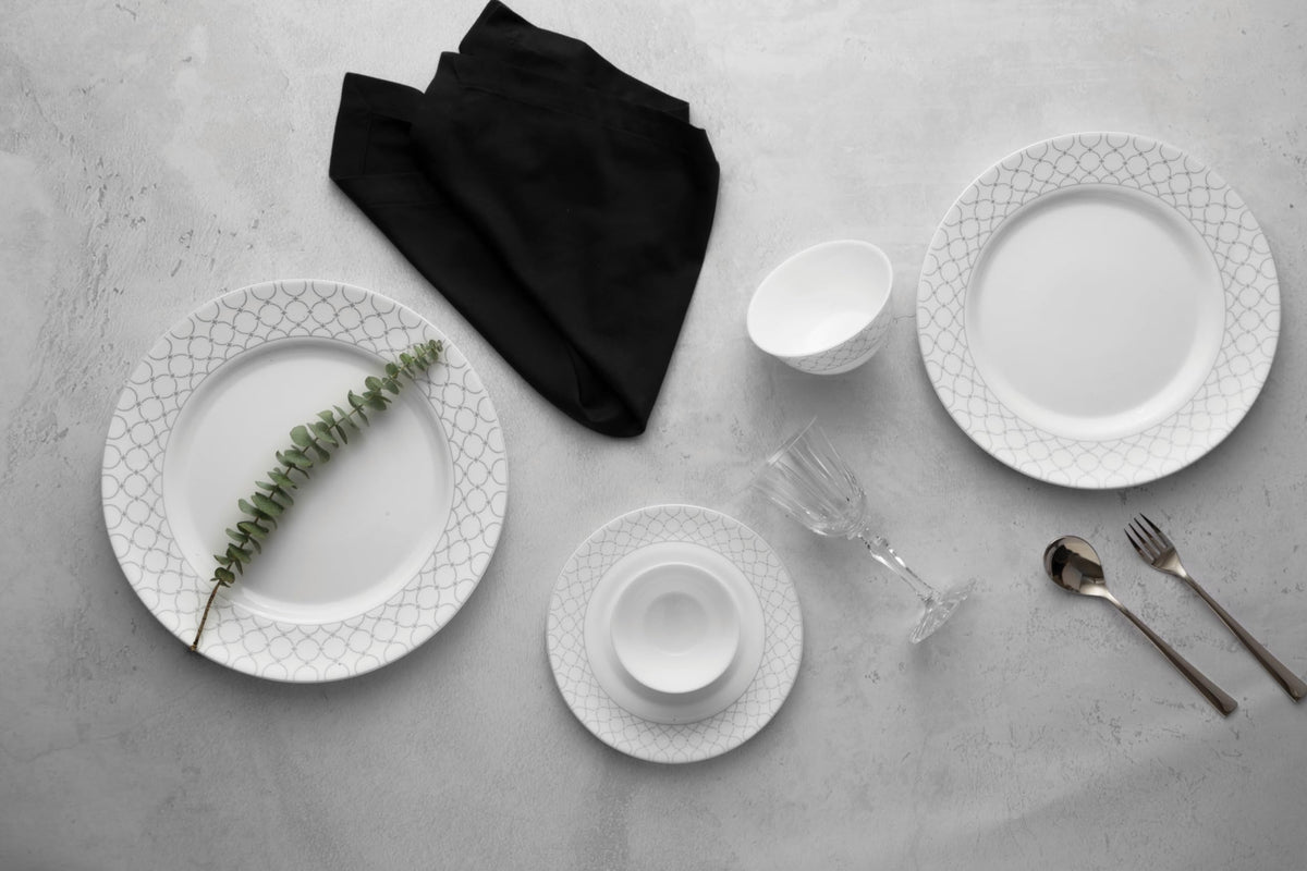 La Opala Diva Velvett Pearl Grey Opalware Dinner Set (35 Pieces)