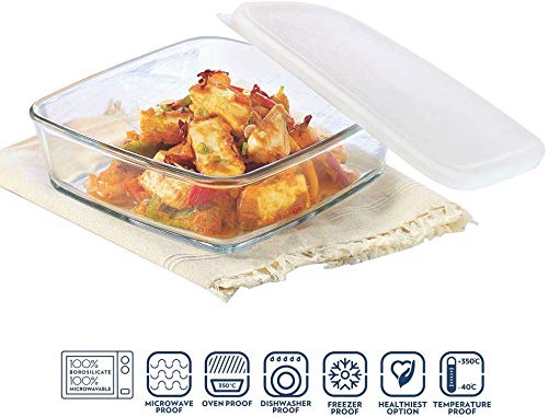 Borosil Square Dish with Lid (1.6 L)