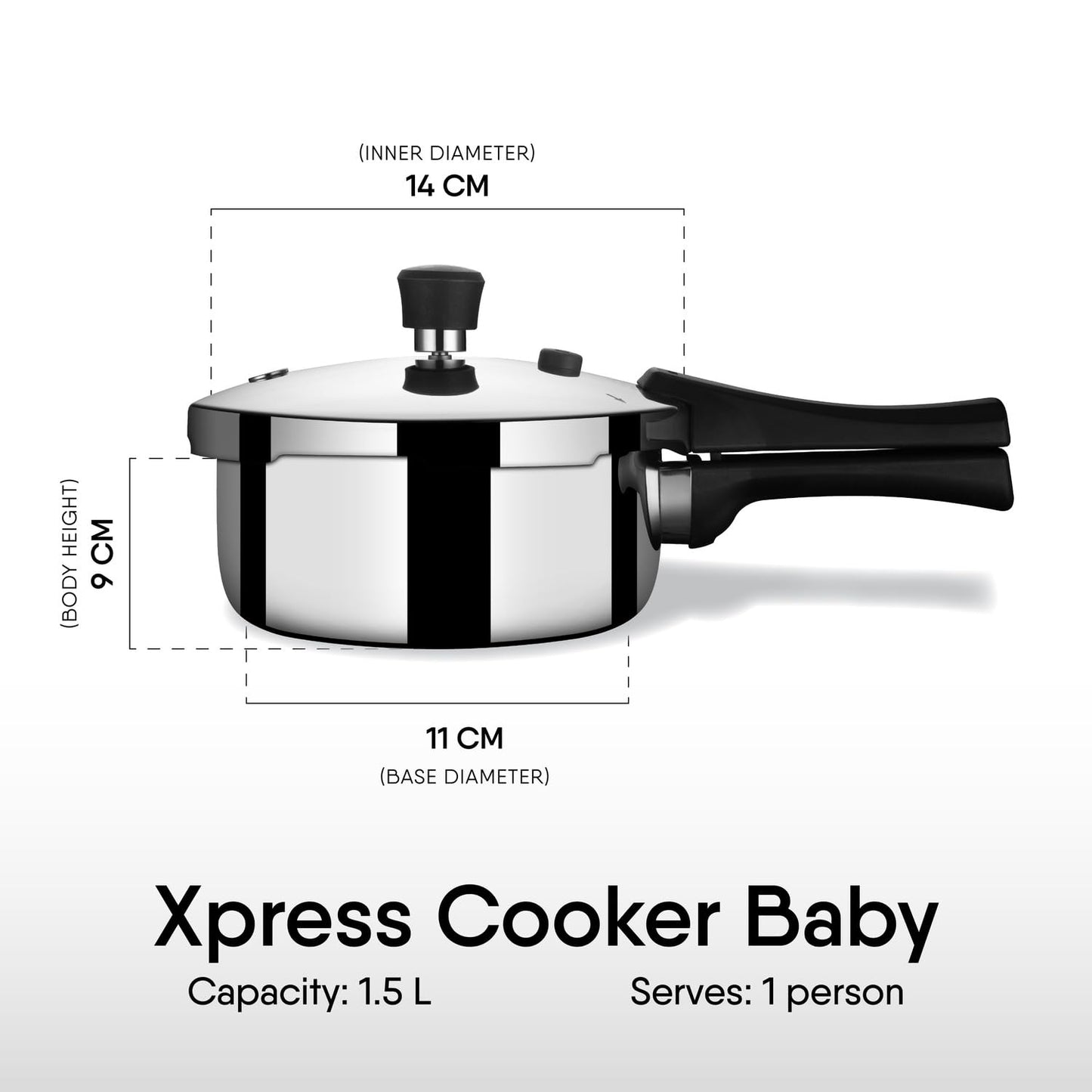 Stahl Xpress Pressure Cooker 1.5L Triply Stainless Steel Outer Lid Induction & Gas Compatible Premium Pressure Cooker