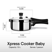 Stahl Xpress Pressure Cooker 1.5L Triply Stainless Steel Outer Lid Induction & Gas Compatible Premium Pressure Cooker