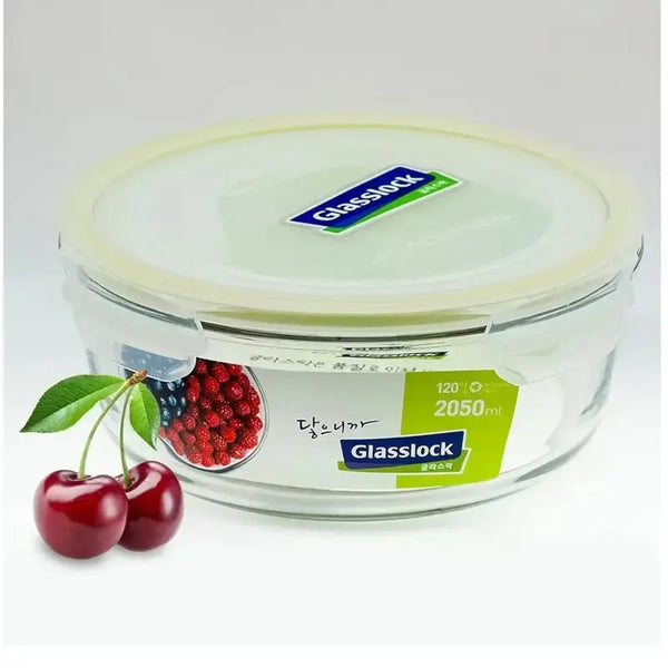 Glasslock Classic Round Glass Container (2050 ml)