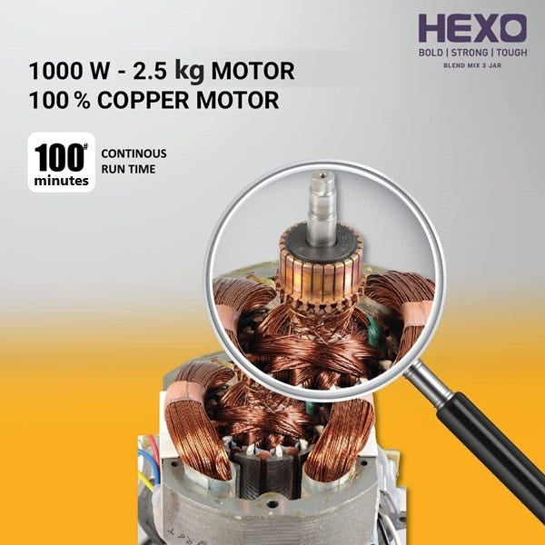 Hexo 1000W Mixer Grinder with 3 Jars