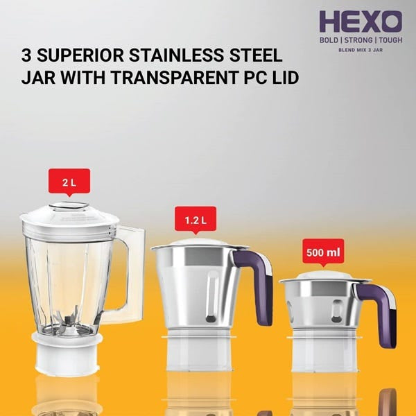 Hexo 1000W Mixer Grinder with 3 Jars