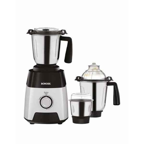Borosil Silverline 750W Mixer Grinder with 3 Heavy-Duty Stainless Steel Jars