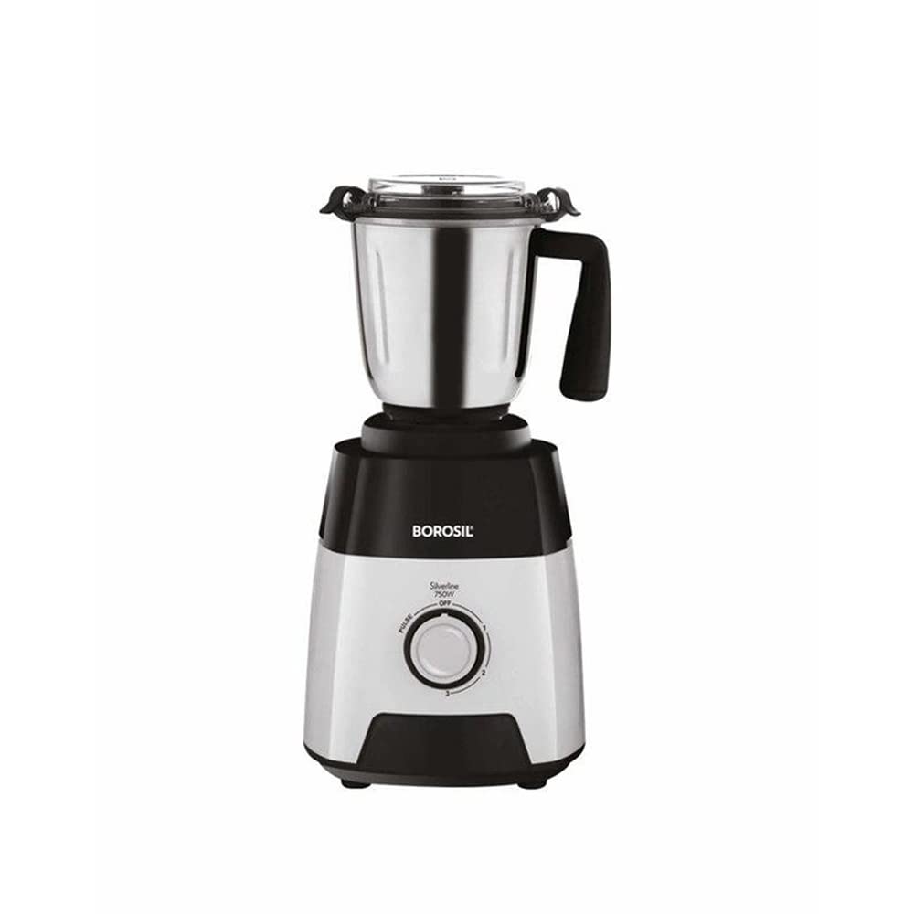 Borosil Silverline 750W Mixer Grinder with 3 Heavy-Duty Stainless Steel Jars