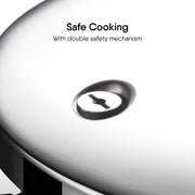 Stahl Triply Stainless Steel Versatil 3L Broad Pressure Cooker with Lid Induction & Gas Compatible  Inner Lid  Premium 3-Layer Stainless Steel Cooker
