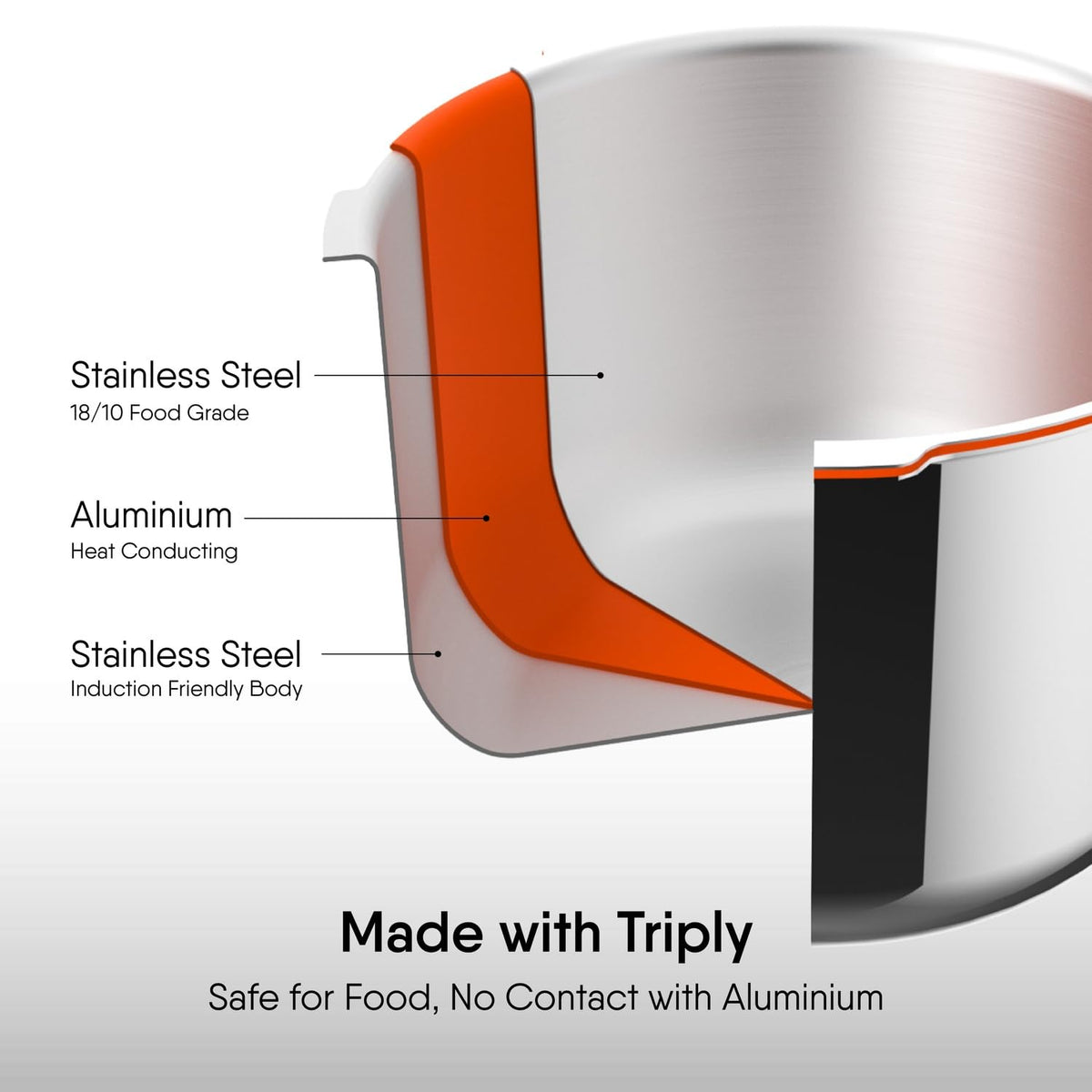Stahl Xpress 8 Litre Triply Stainless Steel Outer Lid Pressure Cooker ISI Certified Induction Compatible Serves 8–10