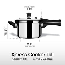 Stahl Xpress Triply Stainless Steel Pressure Cooker 3L Tall ISI Certified Induction & Gas Compatible