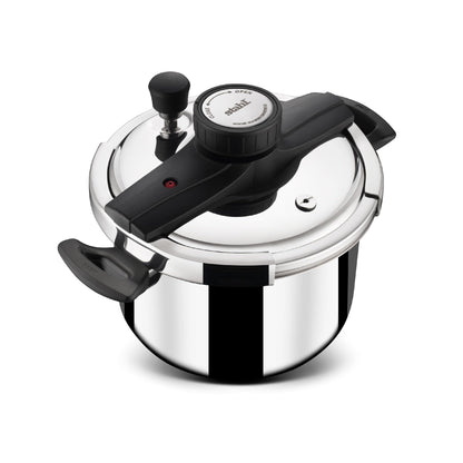 Stahl Triply Stainless Steel Versatil 5L Pressure Cooker with Lid Induction & Gas Compatible Inner Lid Premium 3-Layer Stainless Steel Cooker