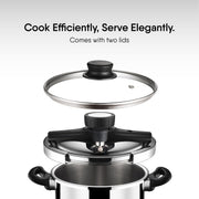Stahl Triply Stainless Steel Versatil 5L Pressure Cooker with Lid Induction & Gas Compatible Inner Lid Premium 3-Layer Stainless Steel Cooker