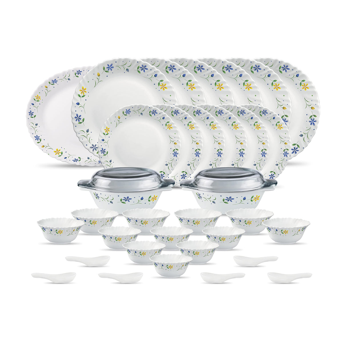 La Opala Diva Classique Twilight Bouquet Opalware Dinner Set (35 Pieces)