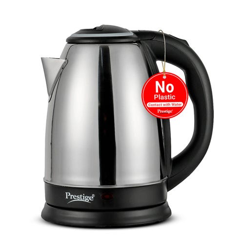 Prestige PKOSS 1.8L Stainless Steel Electric Kettle, Silver & Black (1350W)
