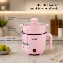 Pringle Fusion Multi-Cook Electric Kettle with Steamer, Pink (1.8L, 600W)