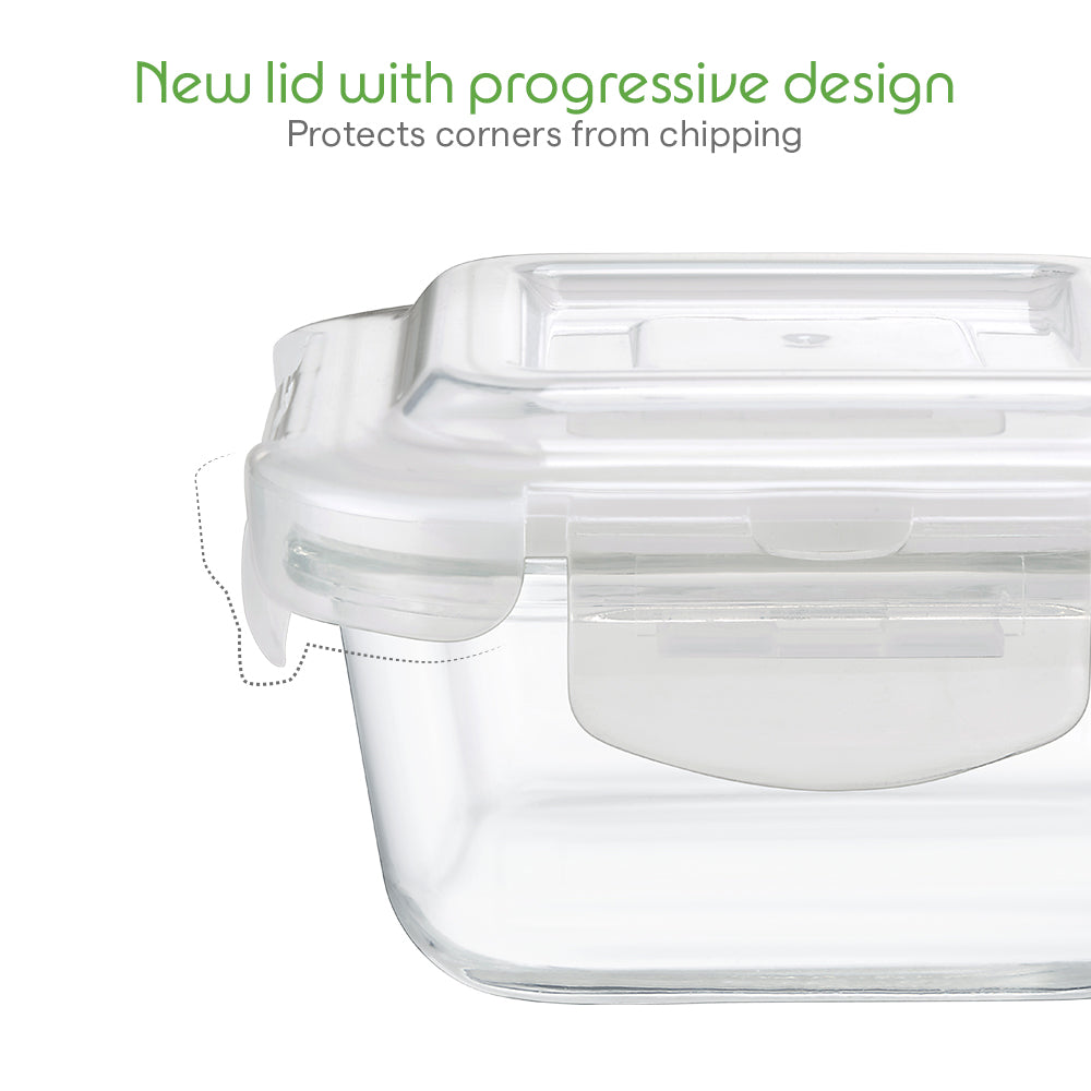 Borosil Klip N Store Square Glass Container (400 ml)