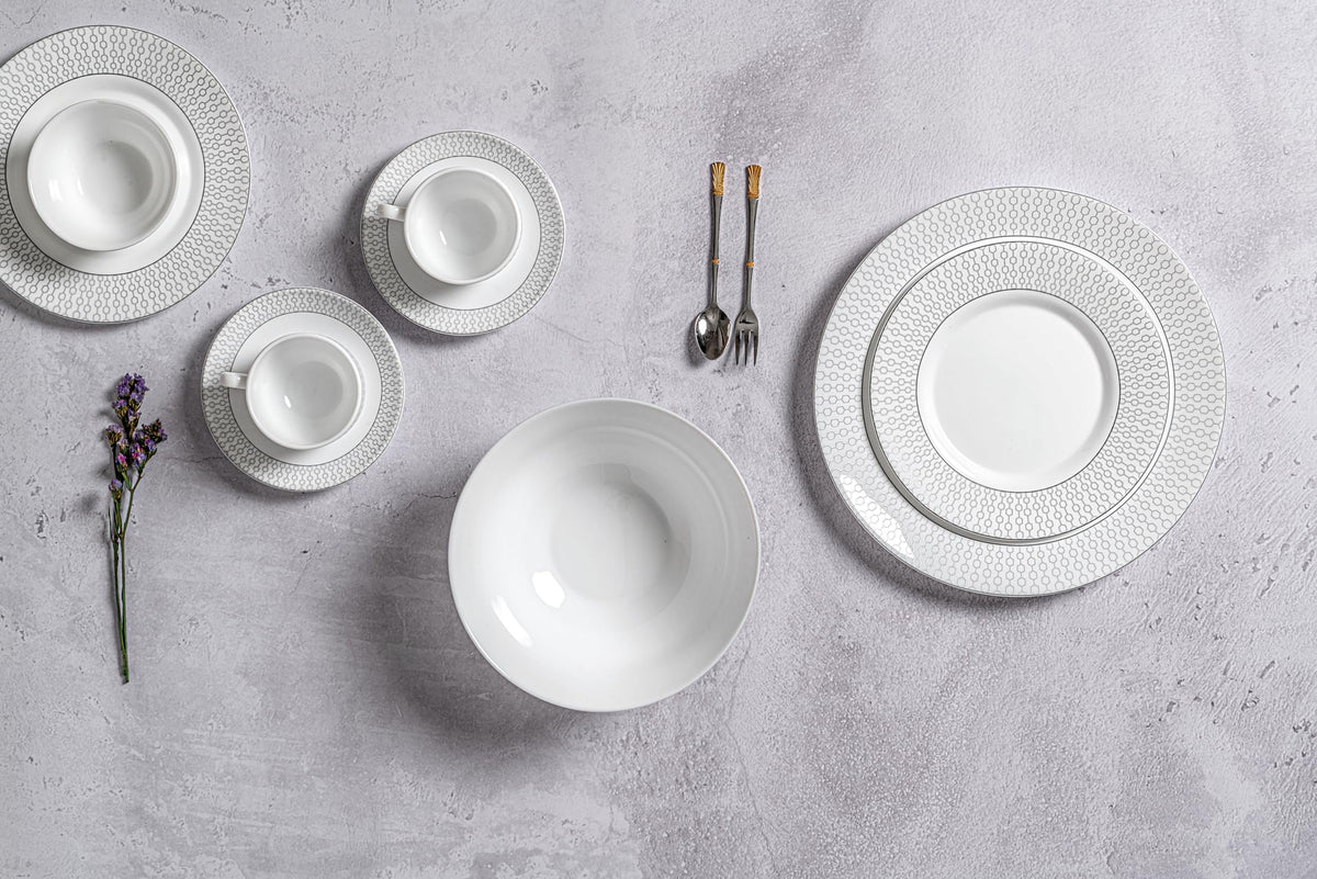 La Opala Diva Velvett Stella Grey Opalware Dinner Set (35 Pieces)